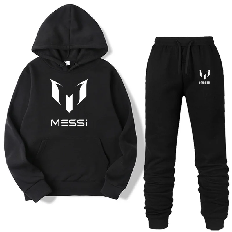 Комплект из двух предметов, модная толстовка с капюшоном MESSI, спортивная одежда для мужчин, спортивный костюм, толстовка с капюшоном, осенняя мужская брендовая одежда, толстовки+ штаны, комплекты