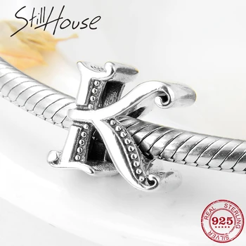 

New 925 Sterling Silver Alphabet Charms Letter K jewelry beads Fit Original Pandora Charm Bracelet Jewelry making