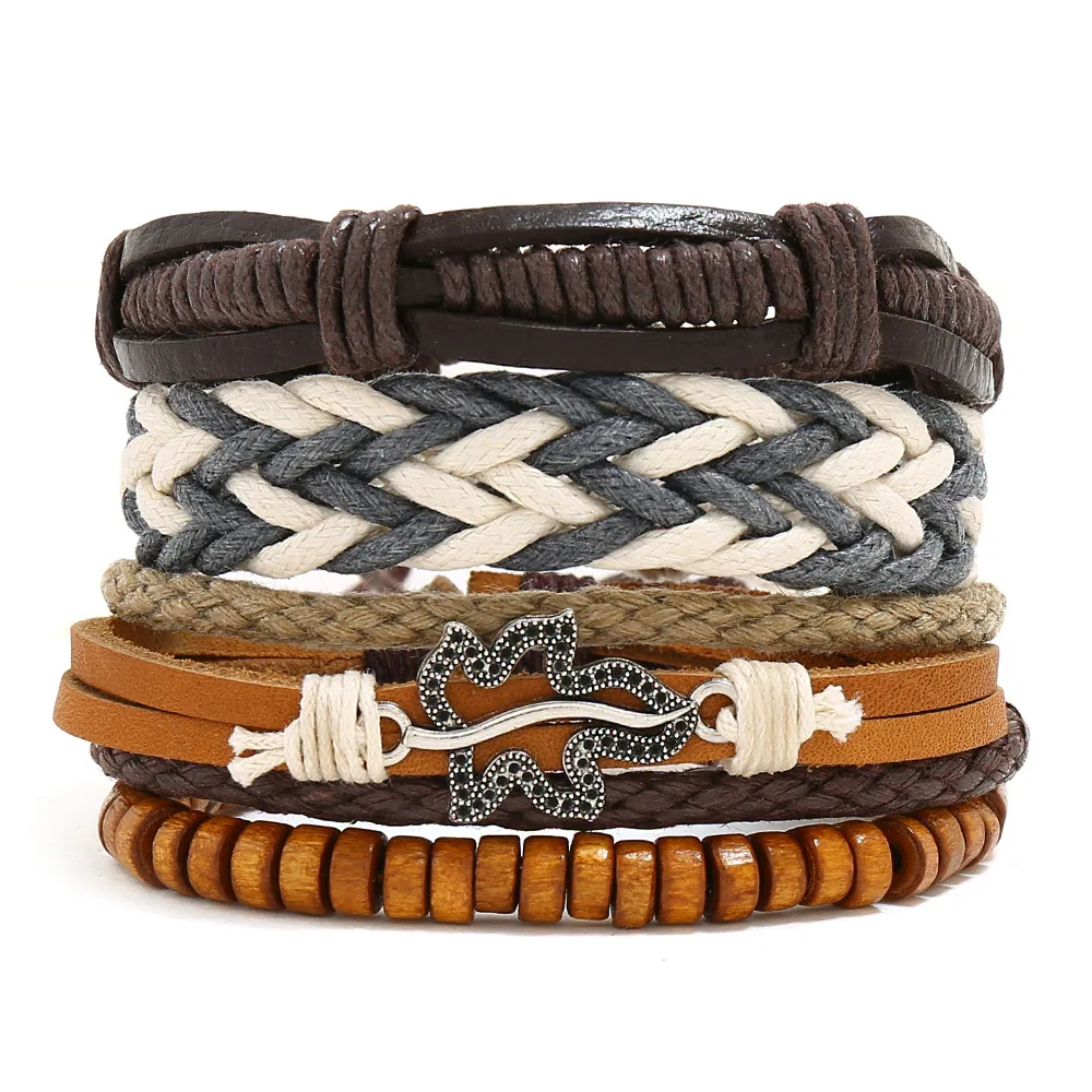 3 шт./компл. искусственная кожа плетеная для мужчин и женщин регулируемый браслет