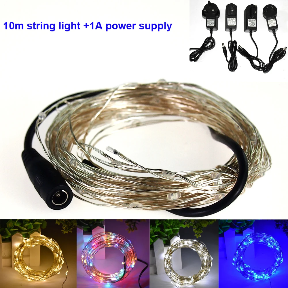5 м/10 м DC12V LED наружная серебряная проволока светодиодная лоза гирлянда для