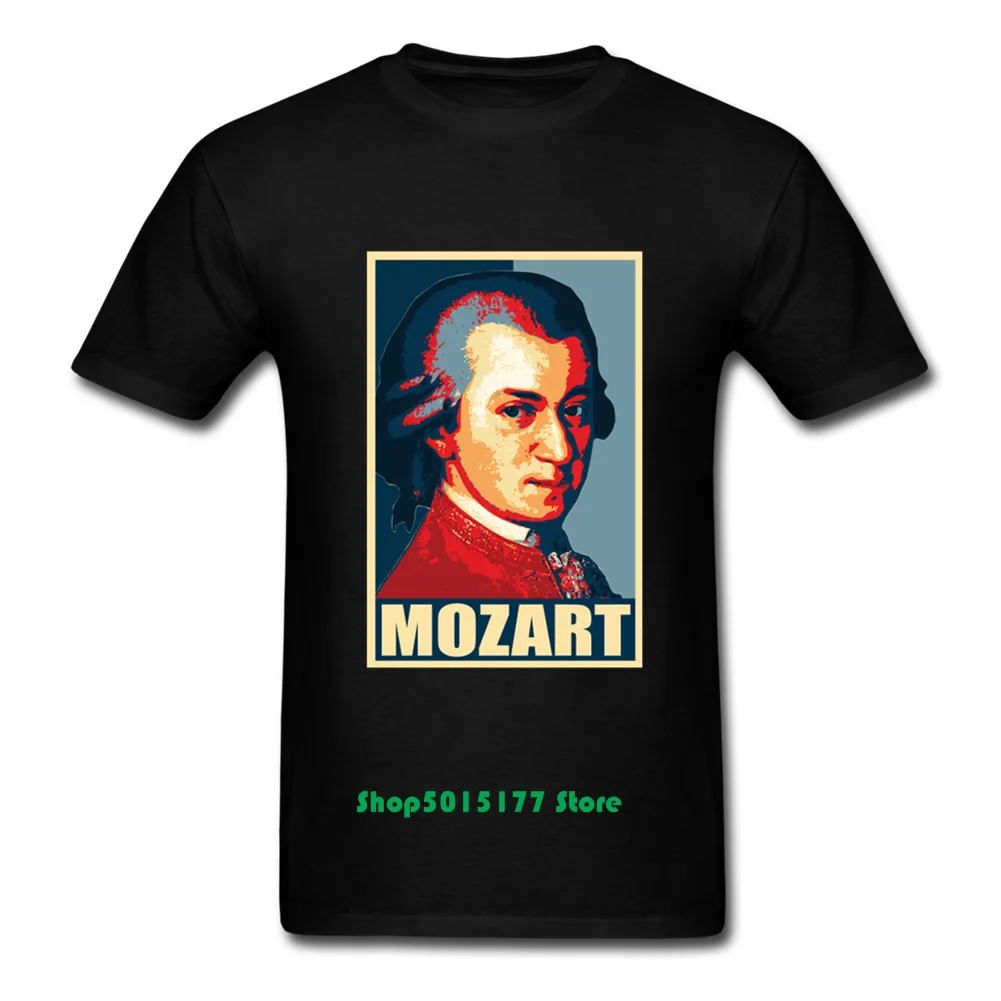 Classic Retro 2020 Violin Wofgang Amadeus Mozart Propaganda Poster Pop Art T-Shirt Men's European Classicist Composer Shirts |