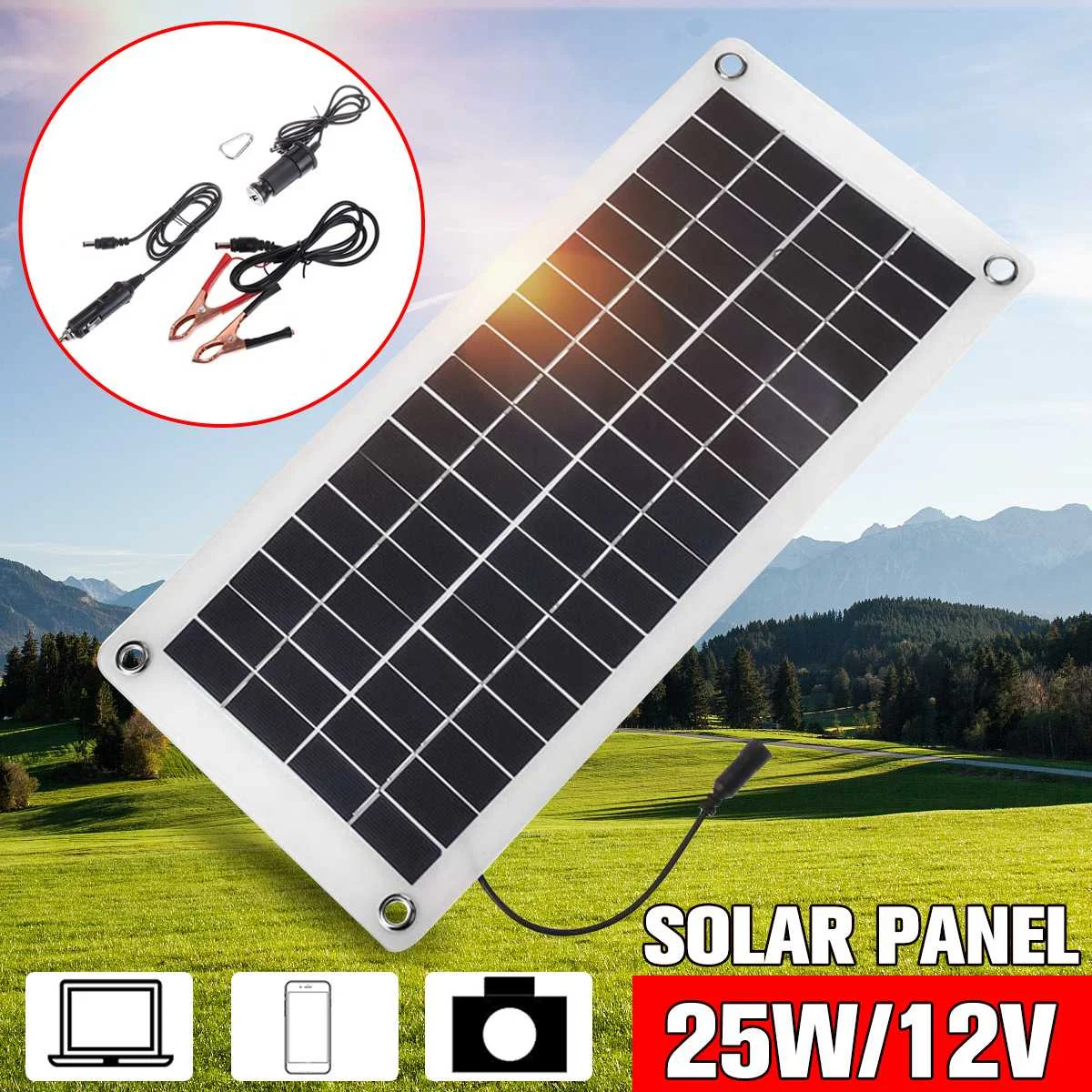 Solar com Carregador de Carro Carregador ao ar dc para Iate Eficiente - 5 Painel Célula Solar Módulo Carro Luz Bateria Barco Livre 25 w 12 v 3 painel solar com carregador de carro célula