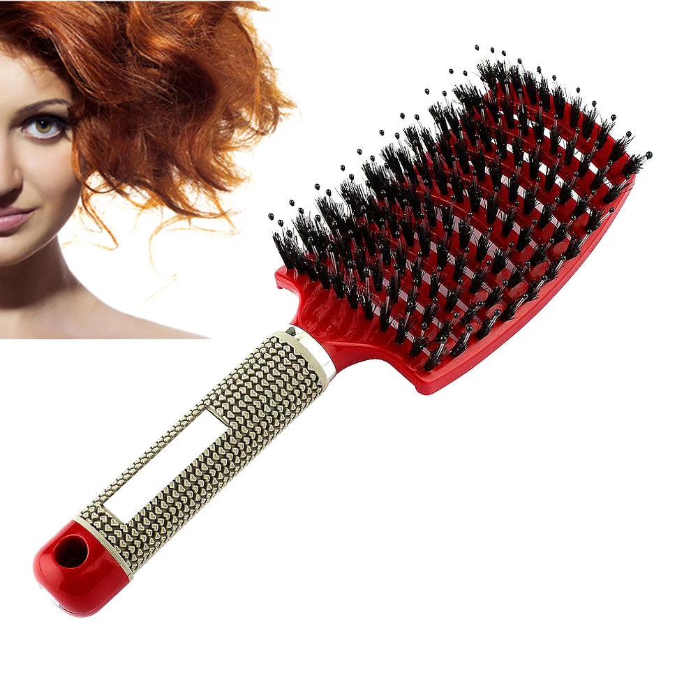

4 Color Women Hair Scalp Massage Comb Bristle Nylon Hairbrush Wet Curly Detangle Hair Brush for Salon Hairdressing Styling Tools