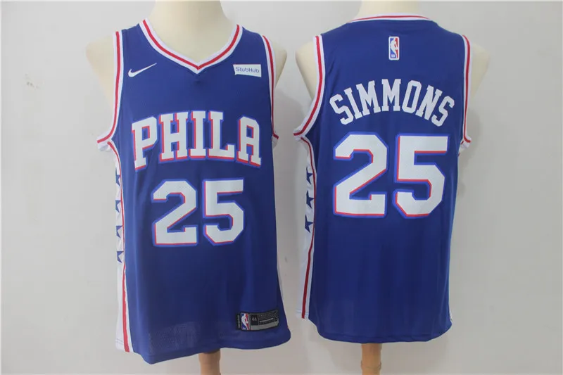for men A+++ качественные мужские взрослые#25 Бен Симмонс 20 Markelle Fultz 21 Joel Embiid 17 jj redick Jersey Philadelphia - Цвет: for men