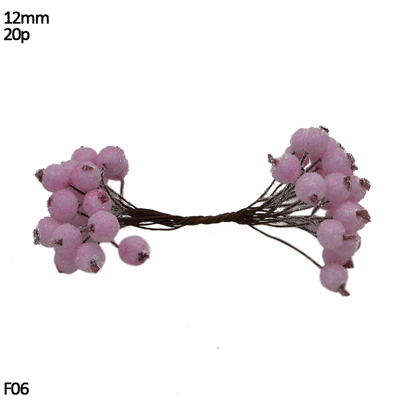 20pcs 12mm stamen Свадебное украшение розовый искусственный цветок вишня тычинки ягоды DIY цветок венки декоративный торт подарочная коробка Свадебный декор - Цвет: 20pcs 12mm stamen
