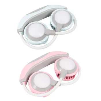 

Portable Personal Colorful LED Neckband Neck Hanging Dual Cooling Mini Fan USB A2UE