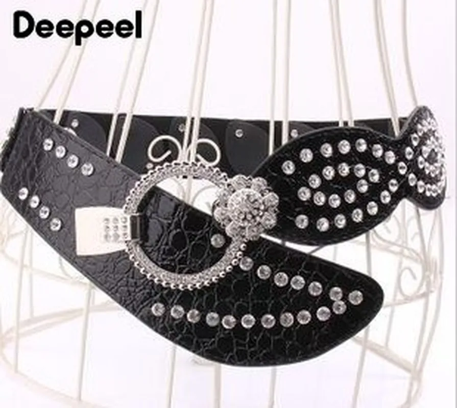 Deepeel 7,8 см* 95 см Стразы супер широкие дамские пояса эластичный пояс-стрейч кристалл украшение с поясом платье YK647