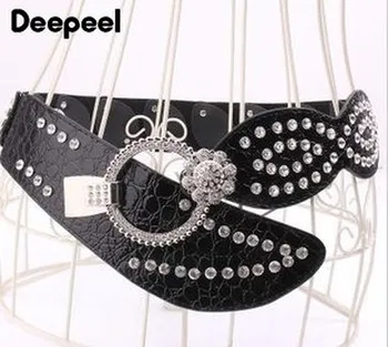 

Deepeel 7.8cm*95cm Rhinestone Super Wide Ladies Cummerbunds Elastic Stretch Cummerbunds Crystal Decoration with Dress belt YK647