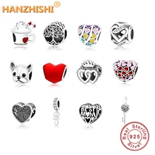 Весенняя оригинальная подвеска в виде бусины из стерлингового серебра 925, розовый кулон в виде божья коровка, бусины «божья коровка», подходит для браслета Pandora, ювелирное изделие своими руками