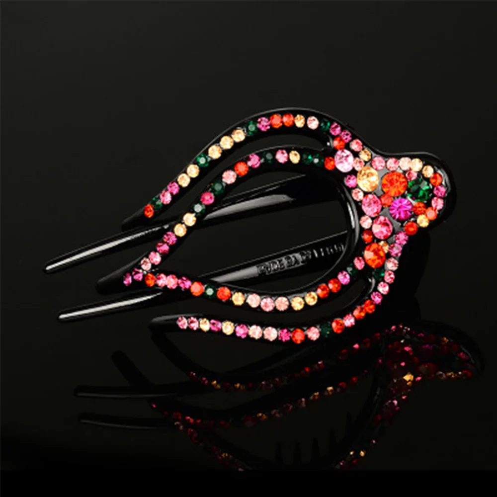 Fashion Rhinestone Hairpins Barrettes Big Size Duckbill Disk Hair Clips Disk Hair Hairpin Claws Hairdress For Women Accessories - Цвет: multicolor
