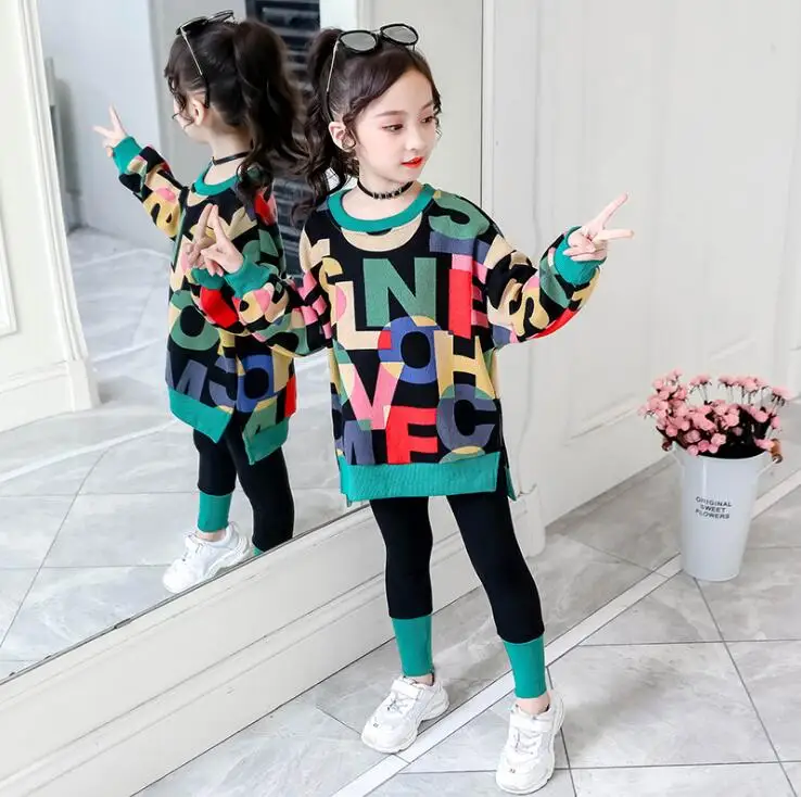 9.12th Girls'Fashion костюм в западном стиле, для девочек спортивный костюм 110-160 см Детские костюмы осень