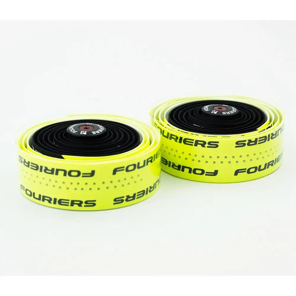 black yellow Dual Color Tape Bicycle Drop Handlebar Wraps PU Fixed Gear Road Bike Handle Bar Double Shot Tapes Belt - Color: black yellow