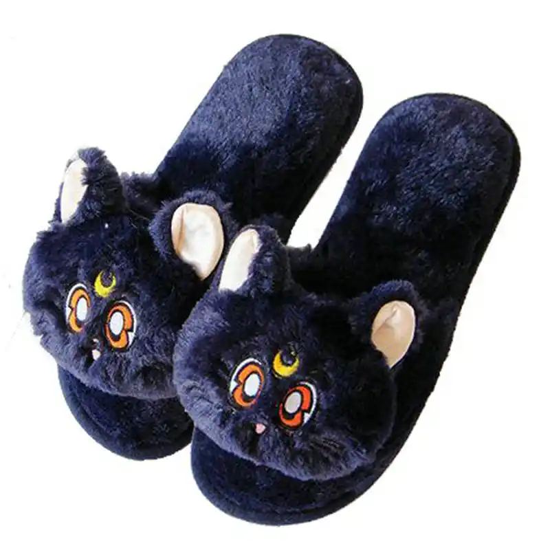 black cat slippers