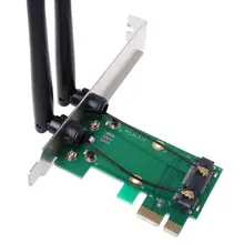 2021 New Wireless Card WiFi Mini PCI-E Express to PCI-E Adapter 2 Antenna External PC