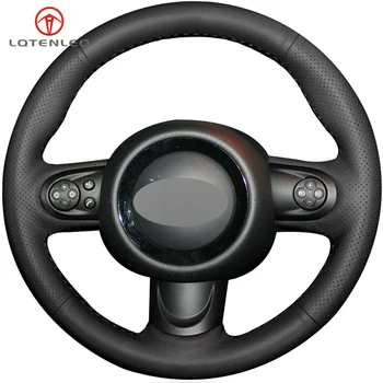 

LQTENLEO Black Artificial Leather Hand-stitched Car Steering Wheel Cover for Mini Coupe Cooper Clubman Roadster 2004-2015