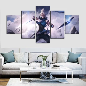 

5 Pieces Game Poster Valorant Jett Oil Painting Wall Poster Wall Stickers Canvas Art Paints Christmas Gifts Wall Art Room Decor