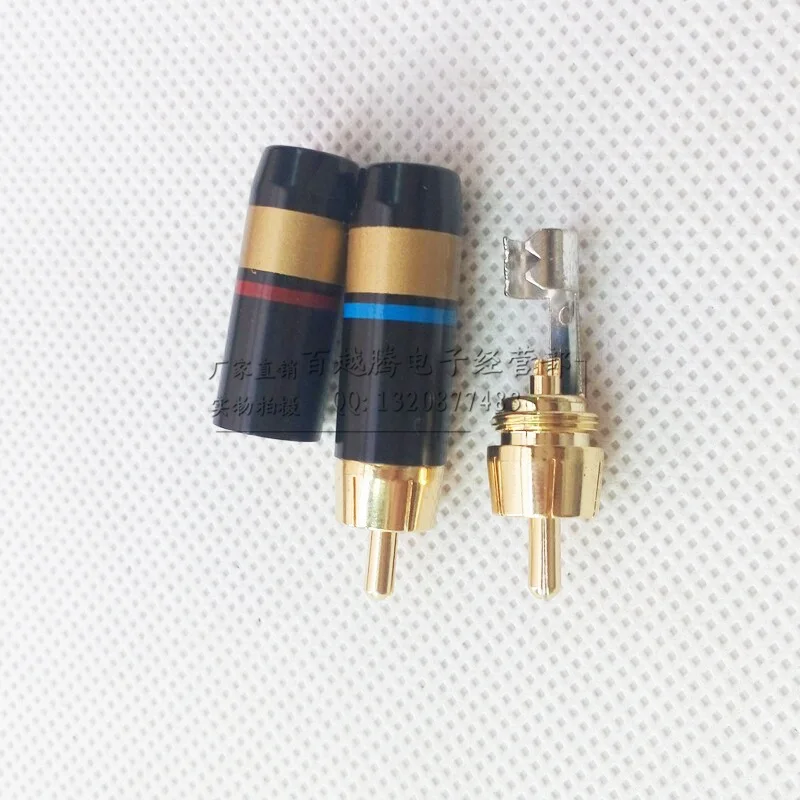 Brand New Luxury Gold Color RCA Assembly Plug Luxury Gold Color Jin Hong Blue Lotus Plug 6 Mm/8mm Aperture Choice