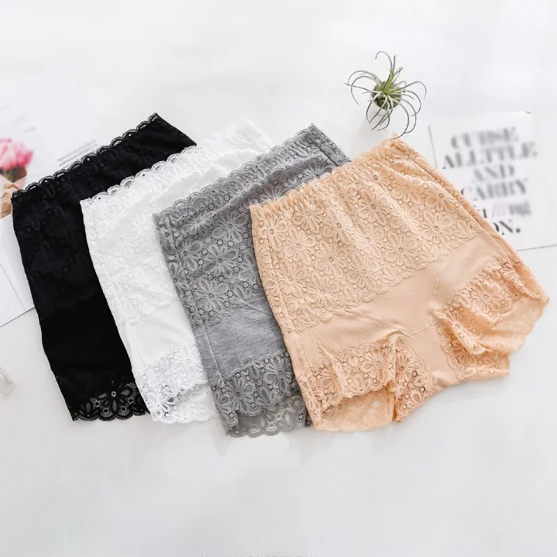 

Lace Safety Short Pants High Waist Lace Thick Anti-bacterial Underwear Thermal Seamless Women Safety Pants