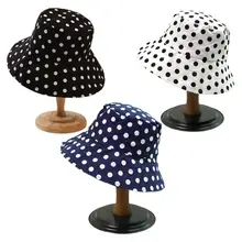 Женская, мужская, парная, в крупный горошек, с принтом, Панама, с широкими полями, защита от солнца, для улицы, плоский верх, упаковываемая, хлопковая, рыбацкая Кепка