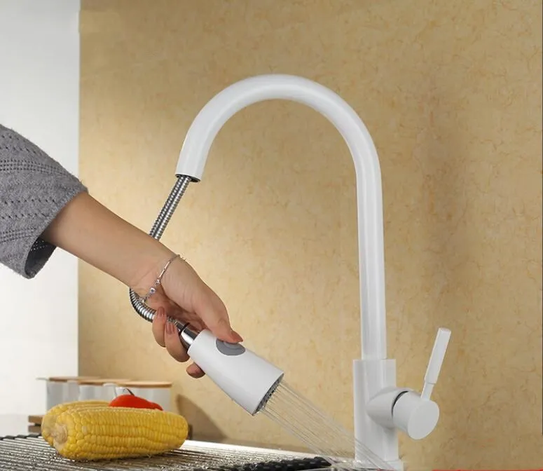 Vidric Newly Arrived Pull Out Kitchen Faucet White Sink Mixer Tap 360 degree rotation kitchen mixer taps Kitchen Tap with Soap