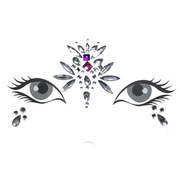 3  Colorful Crystal Face Stickers For Women Diy Masquerade Jewelry Music Festival Birthday Party Decor Rhinestone Face Sticker