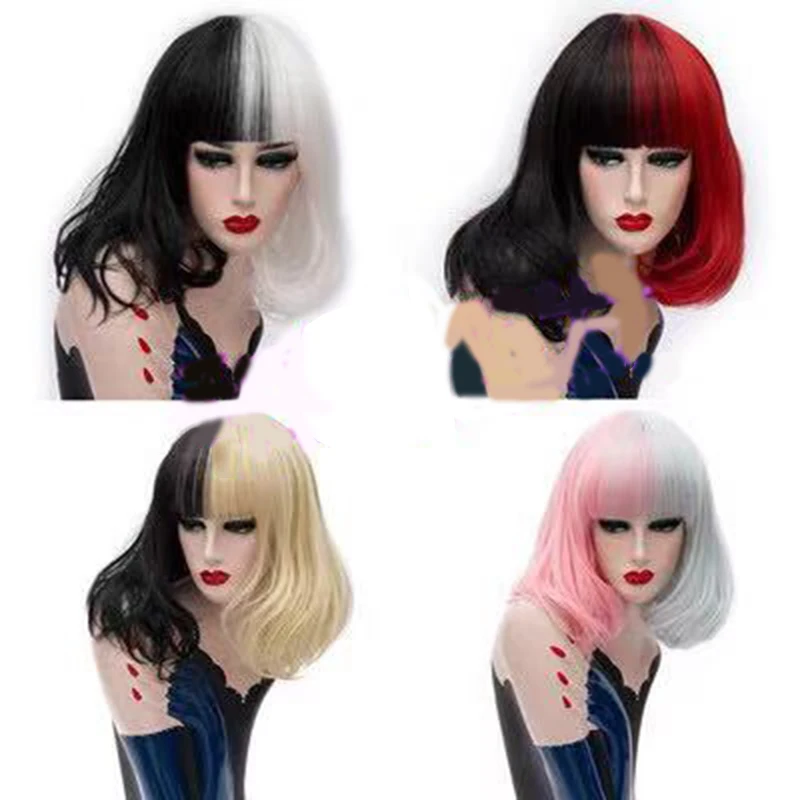 Парик для косплея HAIRJOY из синтетических волос черный белый двойной цвет Доступно