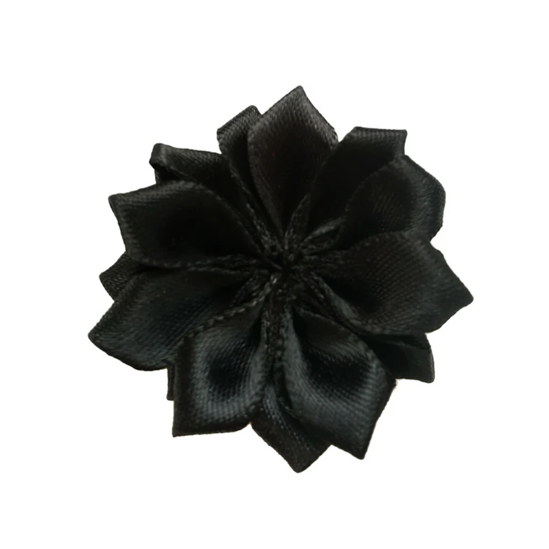 Nishine 1," 10 шт./лот 16 Petaled атлас с розочками лента цветы с жемчужной кнопкой используется для повязка на голову" сделай сам "заколки аксессуары для волос - Цвет: 35-10pcs