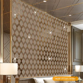 

12Pcs/Set Lantern Hollow Mirror Sticker For Home Decor Living Room Bedroom Wall Ceiling Decoration Wallpaper Mirror-like Decals