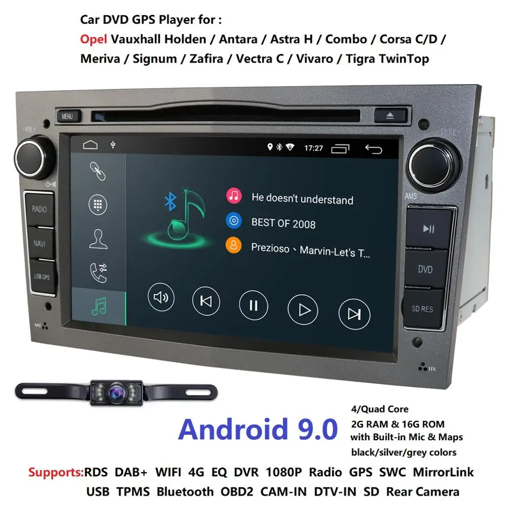 Excellent 2GRAM HD1024*600 2DIN Quad Core Android9.0 Car DVD Player GPS Radio For Opel Astra H Vectra Corsa Zafira B C G car stereo 4GWIFI 1