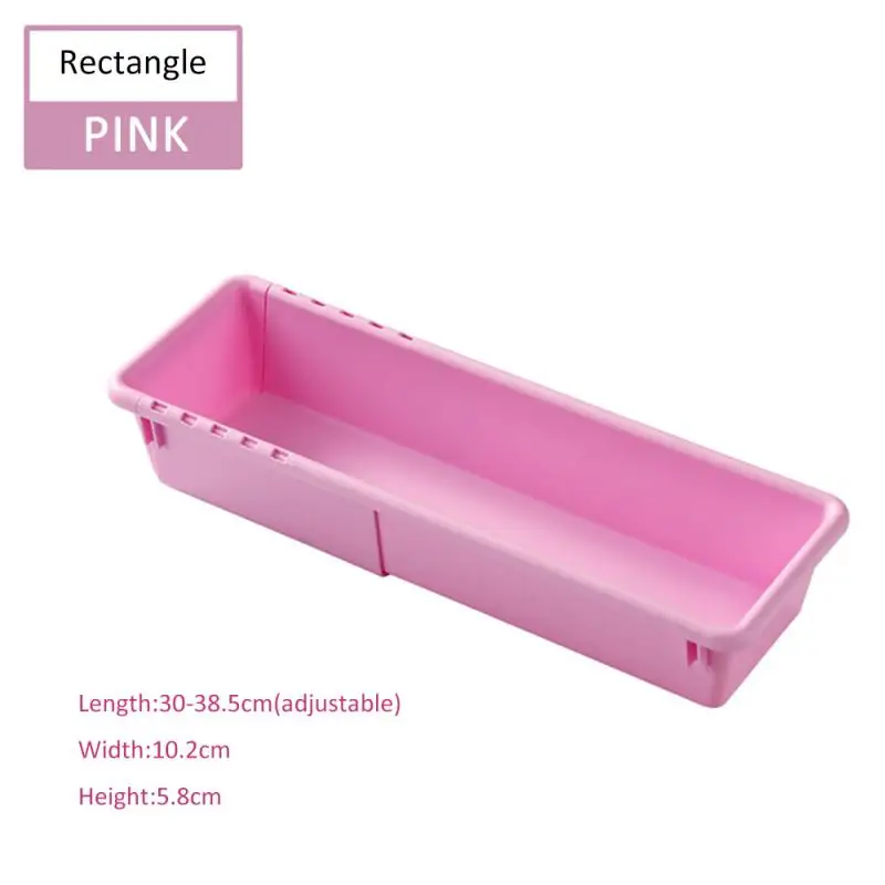 Pink 3 Home Telescopic Storage Box Cosmetic Organizer Make Up Organizer Plastic Box Household Drawer Organizer Storage Organizer Box - Цвет: Pink 3