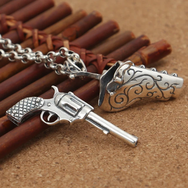 S925 Sterilng Silver Hand Gun Creative Pendant Firearms Enthusiasts Real  Silver Fashion Hip Hop jewelry Necklace Pendant - AliExpress