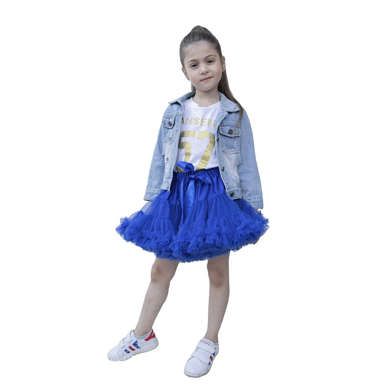 Royal Blue Kephy/детская юбка-американка плиссированная фатиновая юбка для маленьких девочек экстра-Пушистый юбка-пачка принцессы платье для танцев(От 0 до 10 лет - Цвет: Royal Blue