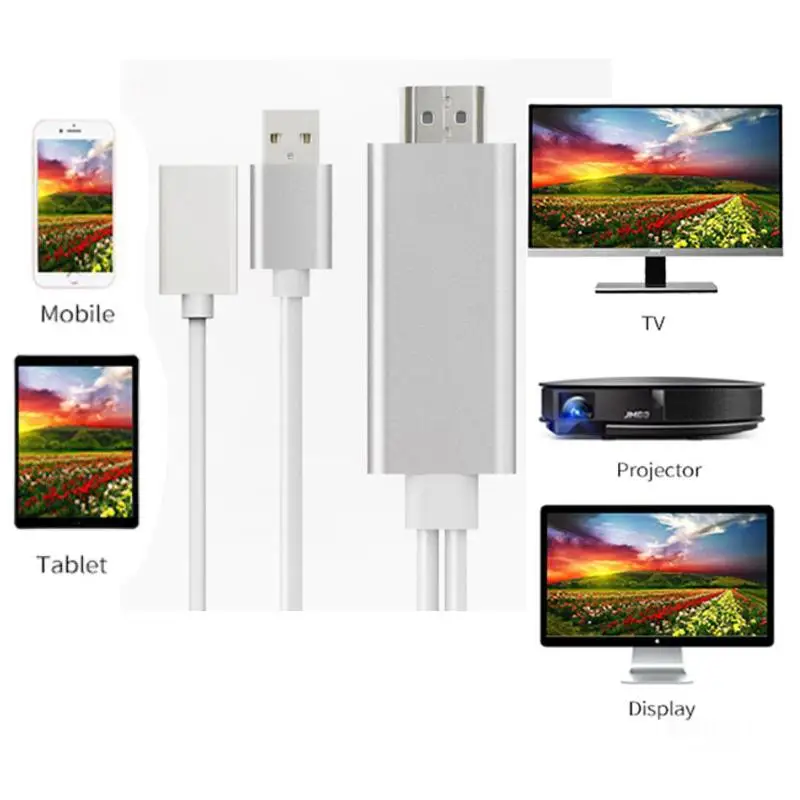 Mirascreen USB к HDMI кабель HD ТВ Кабель-адаптер HDMI видео кабель для Android iOS iPhone iPad samsung Galaxy S8 к проектору/ТВ