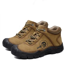 Новинка года; Зимняя Теплая мужская обувь; Высококачественная кожаная повседневная мужская обувь на шнуровке; модная плюшевая обувь ручной работы