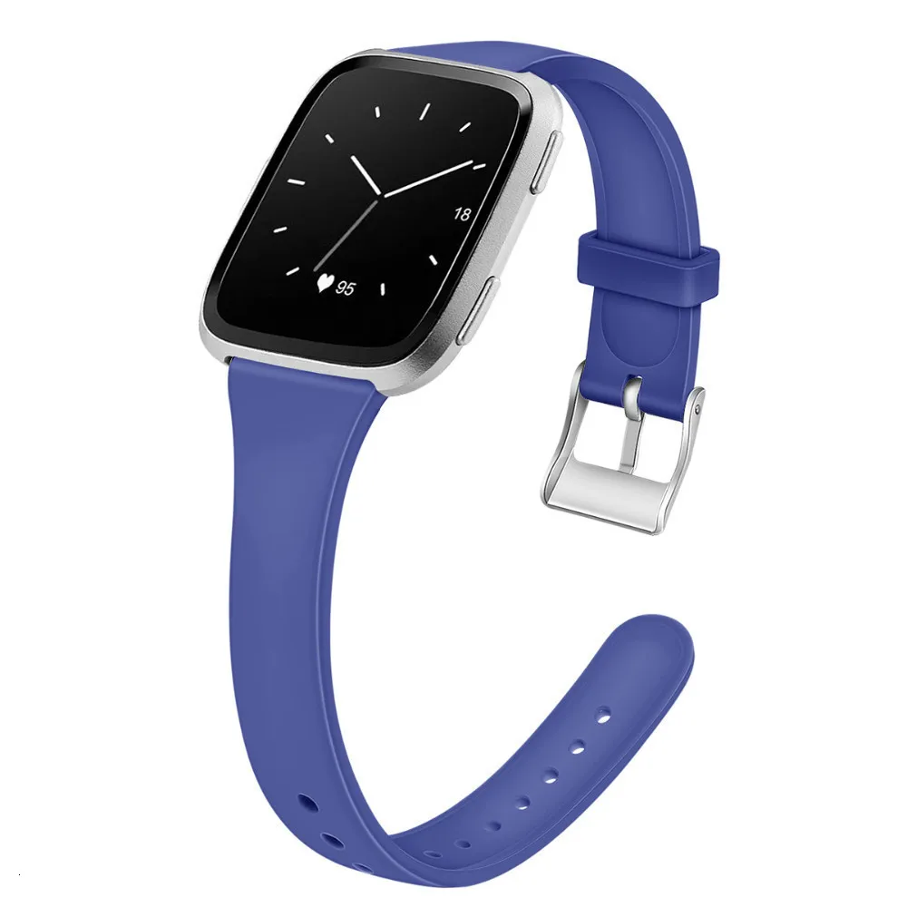 Blue Ремешок для Fitbit Versa 2 ремешок тонкий узкий сменный Браслет для Fitbit Versa/Versa 2 ремешка силиконовые умные часы на запястье - Цвет: Blue