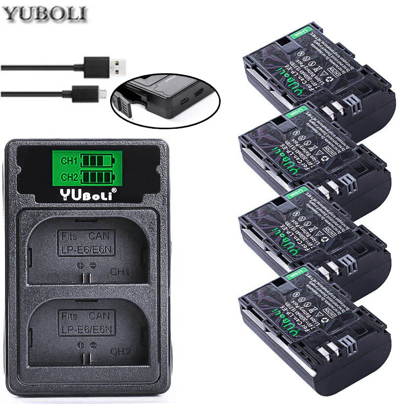 Акумуляторная батарея LP-E6 LP E6 LPE6 LP E6N LP-E6N Батарея+ светодиодный двойной USB Зарядное устройство для цифровой однообъективной зеркальной камеры Canon EOS 6D 7D 5DS 5DSR 5D Mark II 5D 60D 60Da 70D 80D