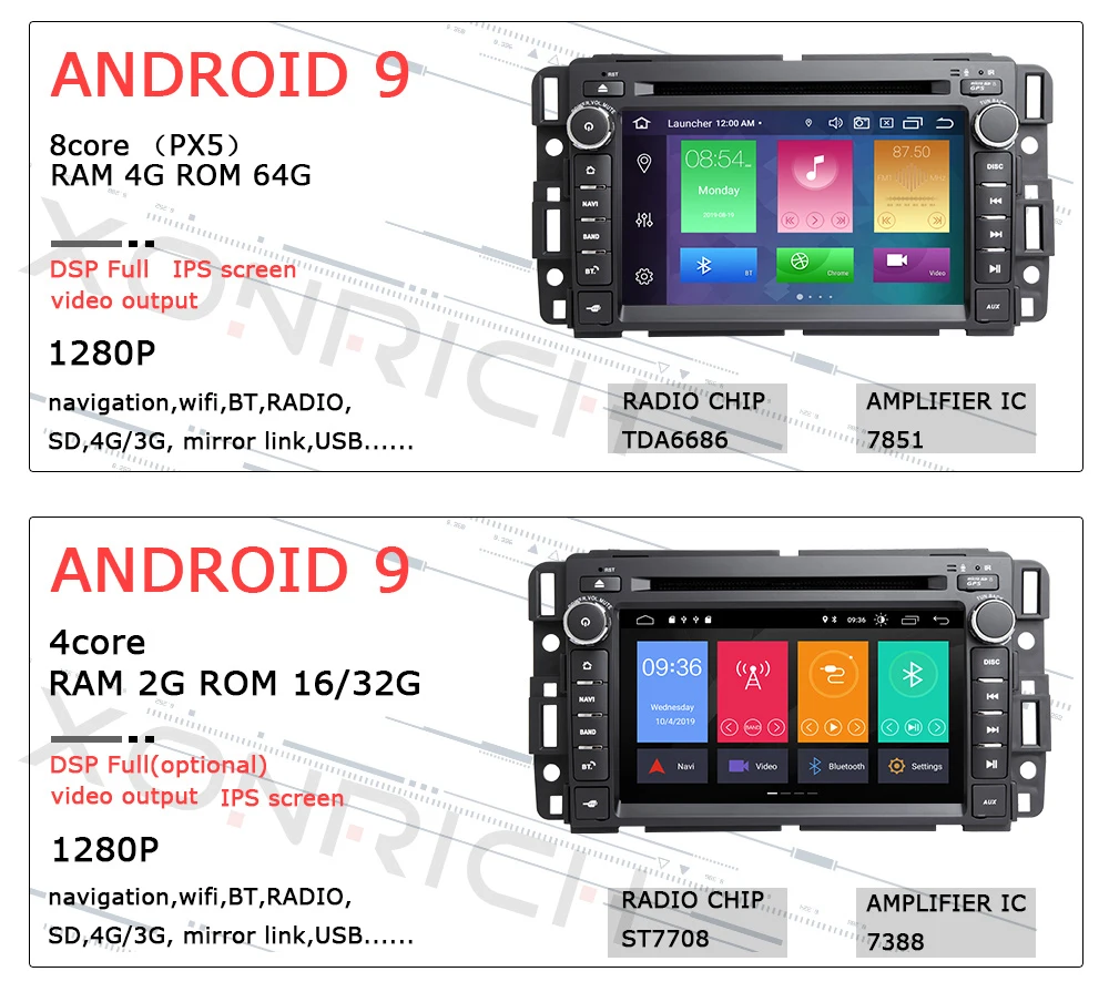 4 ГБ DSP 1Din gps Радио Android 9,0 автомобильный dvd-плеер для GMC Sierra Yukon Denali Acadia Savana Chevrolet Express Traverse EquinoxCD