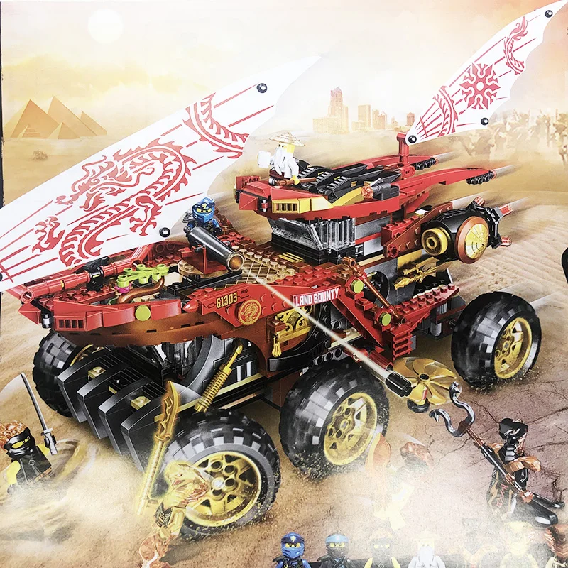 

New 858pcs Ninja Land Bounty Truck Model Building Blocks Compatible 70677 Ninjagoeds Kids Toy Bricks Gifts