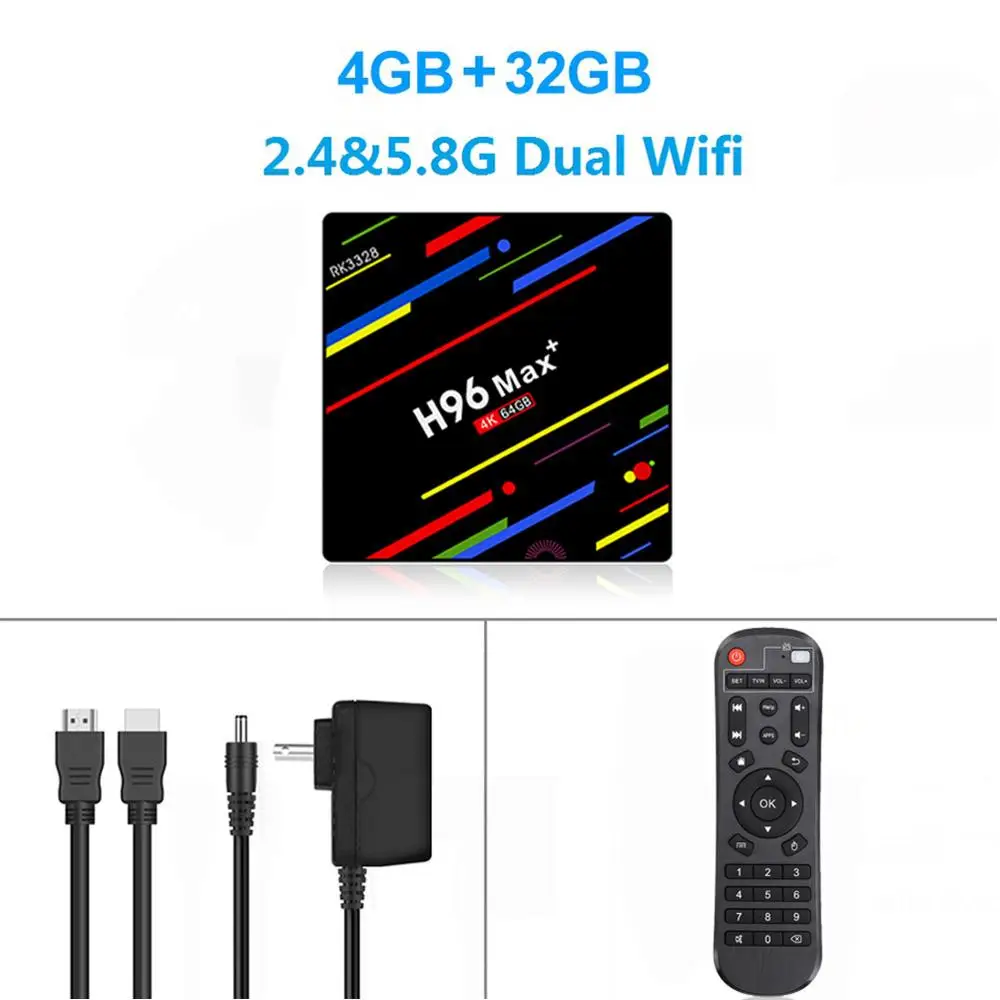LEMADO tv Box Android 9,0 H96 MAX PLUS 4G 64G RK3328 2,4G& 5G wifi Поддержка IP tv HDMI 2,0 USB 3,0 4K HD YouTube Android tv Box - Цвет: 4G 32G