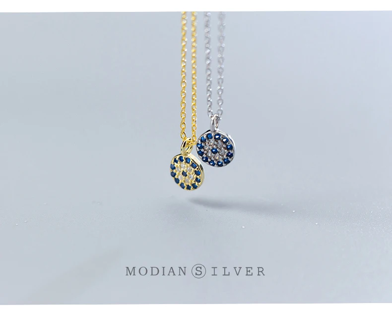 Modian, синие Кристальные подвески в форме глаза, Классическая мода, 925 пробы, серебро, золото, цвет, ожерелье для женщин, S925 серебро, хорошее ювелирное изделие