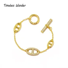 Нестареющий чудо-инкрустированный циркониевый свиной нос браслет-цепочка женские ювелирные изделия панк готический трендовый бренд Boho розовое золото серебро 2525