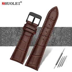 Men's Genuine Alligator Leather Wide Watch Strap - Black/Brown, Free Shipping - 28mm (Brown black A)