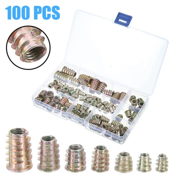 

100Pcs/Lot M4-M10 Zinc Alloy Furniture Nuts Threaded For Wood Insert Nut Hex Drive Head Furniture Nuts Hardware Accessories