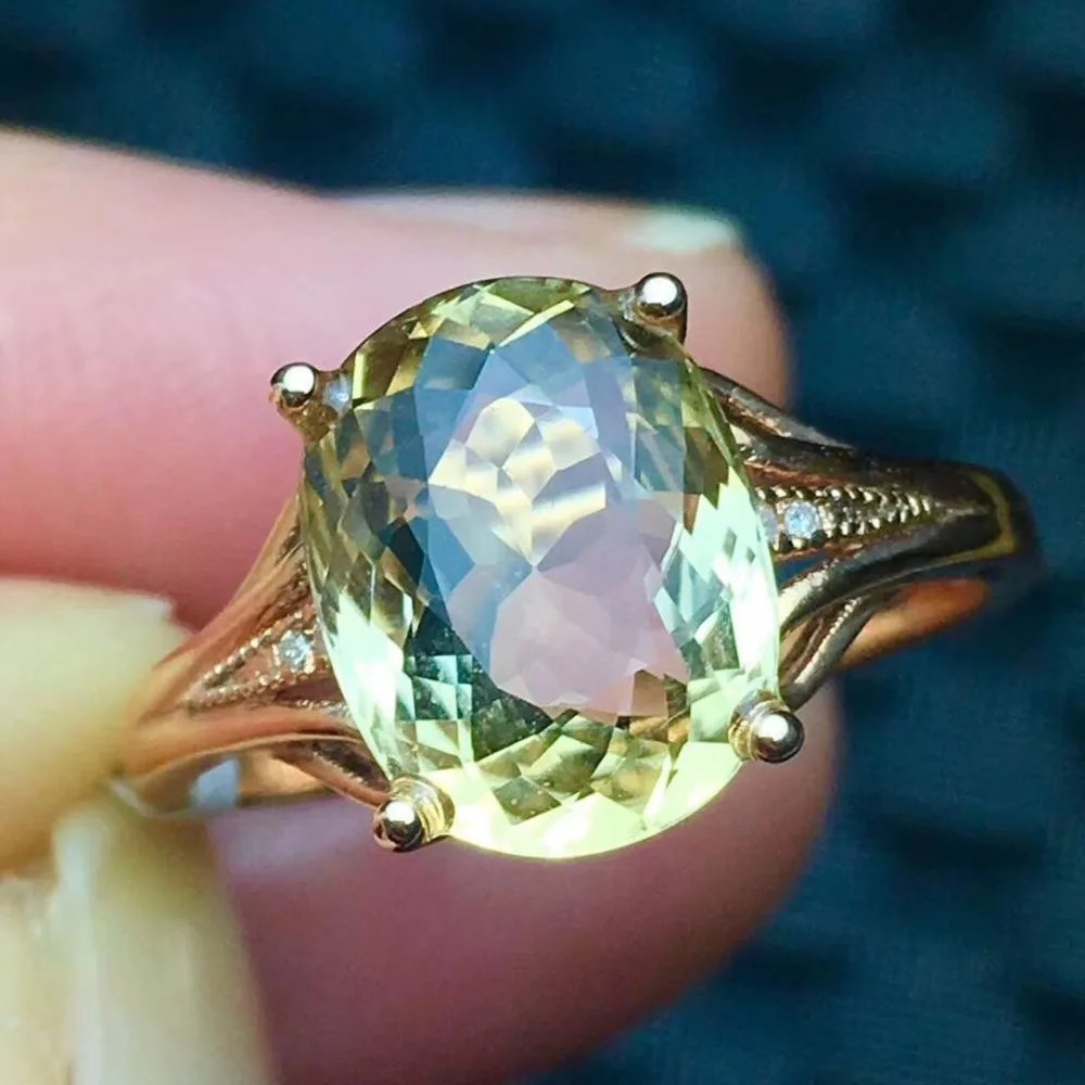 Турмалин, мужское кольцо из чистого 18 K золотые ювелирные изделия Желтый Турмалин драгоценный камень 3.8ct бриллиантами Женские туфли на плоской подошве изящные кольца для Для женщин Rigns