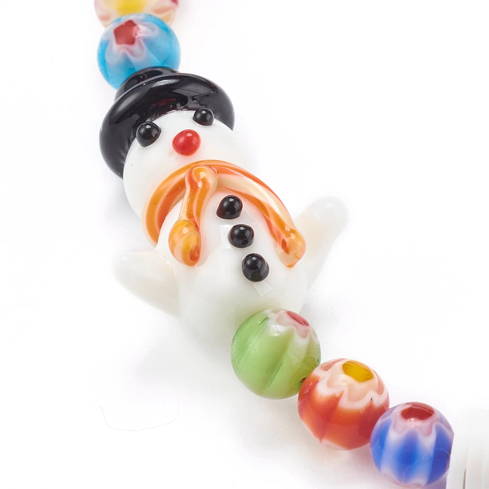 5Pcs Christmas Theme Handmade Millefiori Glass Lampwork Beaded Phone Straps Mixed Color DIY Jewelry Hanging Accessories 19.5cm