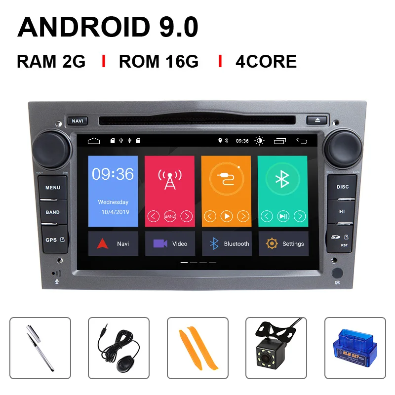 4 Core 16ROM OBD Cam Ips DSP 4 ГБ 2 Din Android 9 Автомагнитола для Opel Vectra C Vauxhall Astra HG J Zafira B Corsa D vivaro Meriva AntaraVeda мультимедиа - Цвет: 4 Core 16ROM OBD Cam
