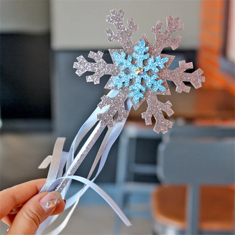 5pcs/lot Christmas Glitter Snowflake Hair Bows For Girls Handmade Double Layered Hairgrips Dance Party Girls Hair Accessories