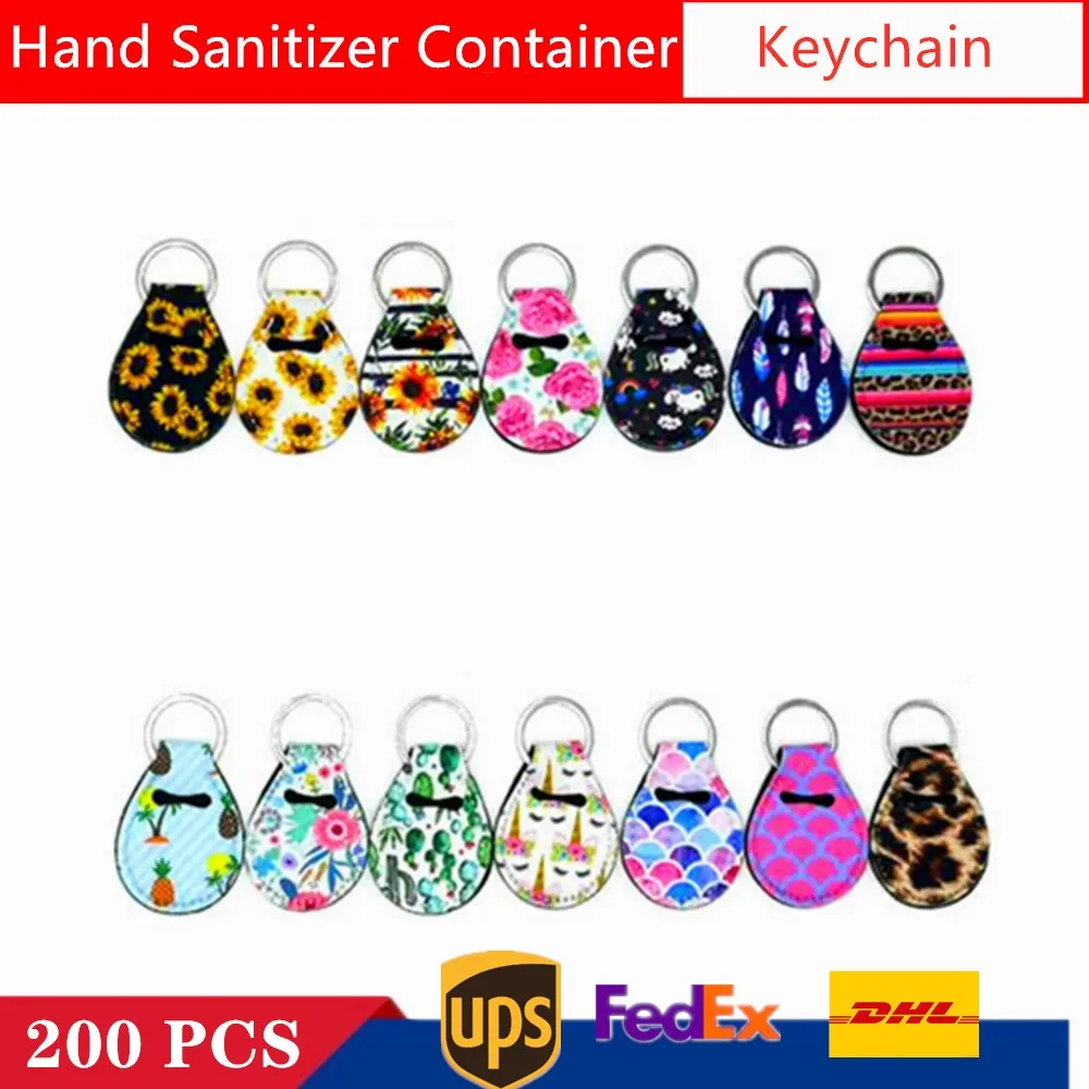 

200pcs Portable Hand Sanitizer Container 30ml Key Chain Liquid Bottles Print Kids Adult Back To School Work Hand Gel Bottles
