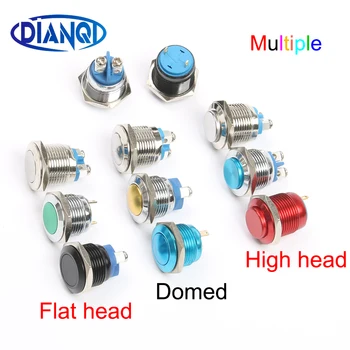 

16mm metal push button waterproof nickel plated brass car button switch press button domed or flat or high head momentary