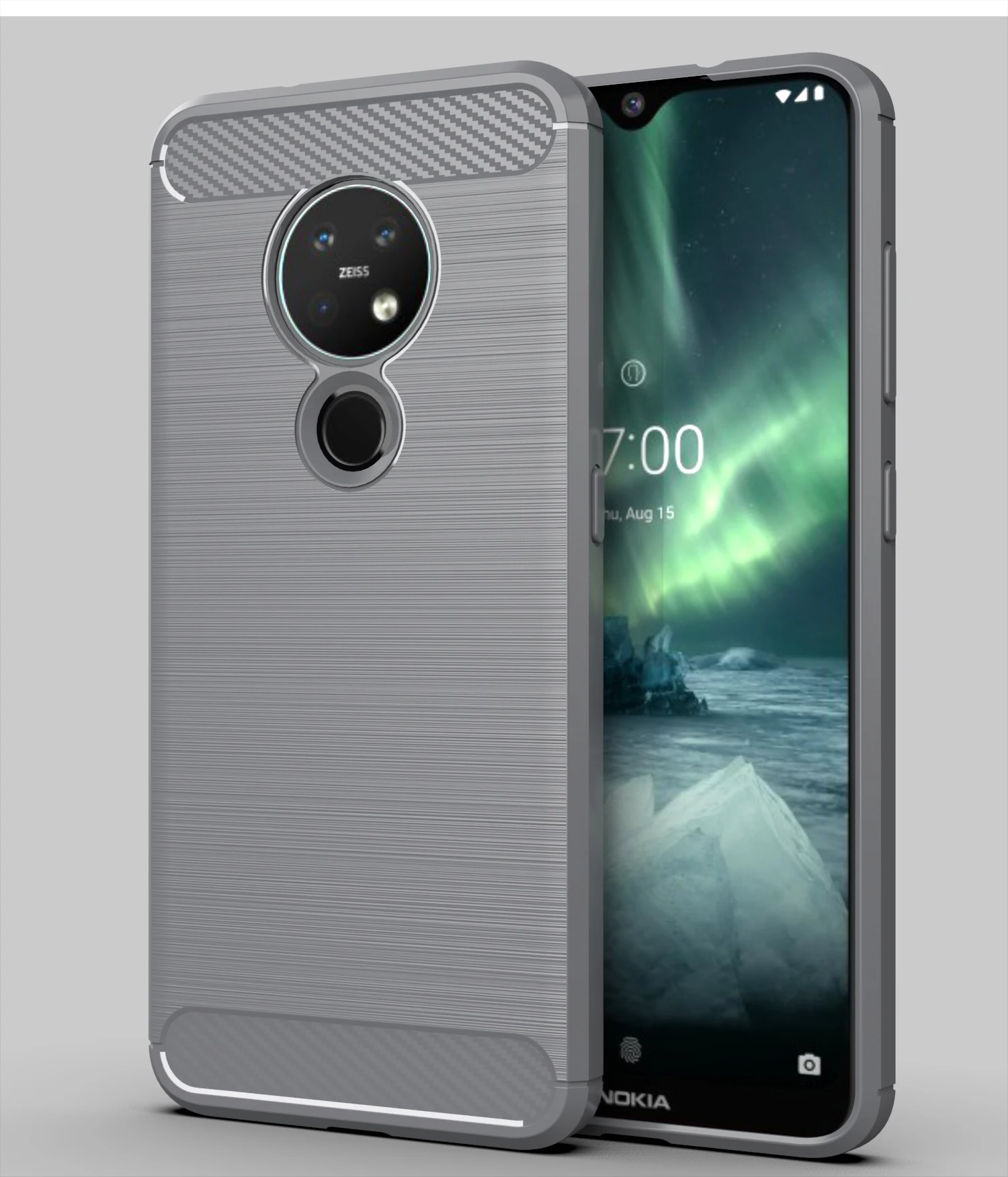 Серый Матовый Мягкий силиконовый чехол-бампер из углеродного волокна для Nokia 7,2 6,2, защитный чехол для телефона Nokia 7,2 6,2, чехол для телефона - Цвет: Серый